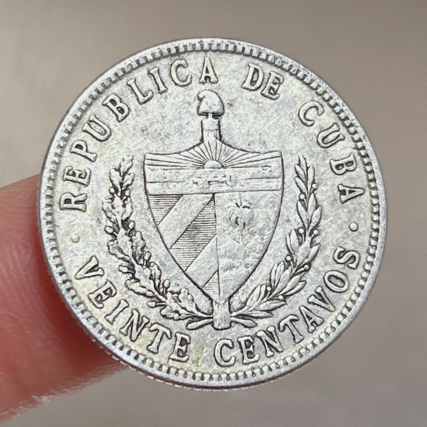 第一海外回流一元起拍收藏 本月最后一期 第61期 1948古巴共和国五星版20分银币 5克900银