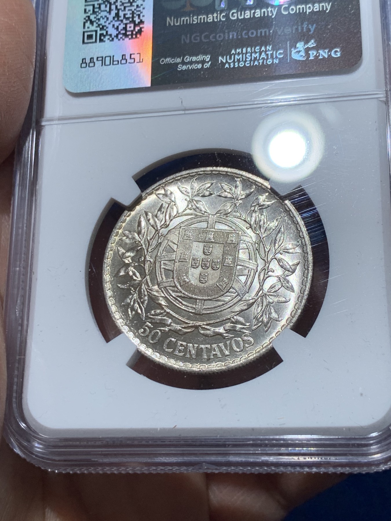 《竞宝斋》第238场-周日，周一，周二，周三 疯狂4连拍 (全场包邮) NGC MS62 葡萄牙1916年自由女神半圆银币