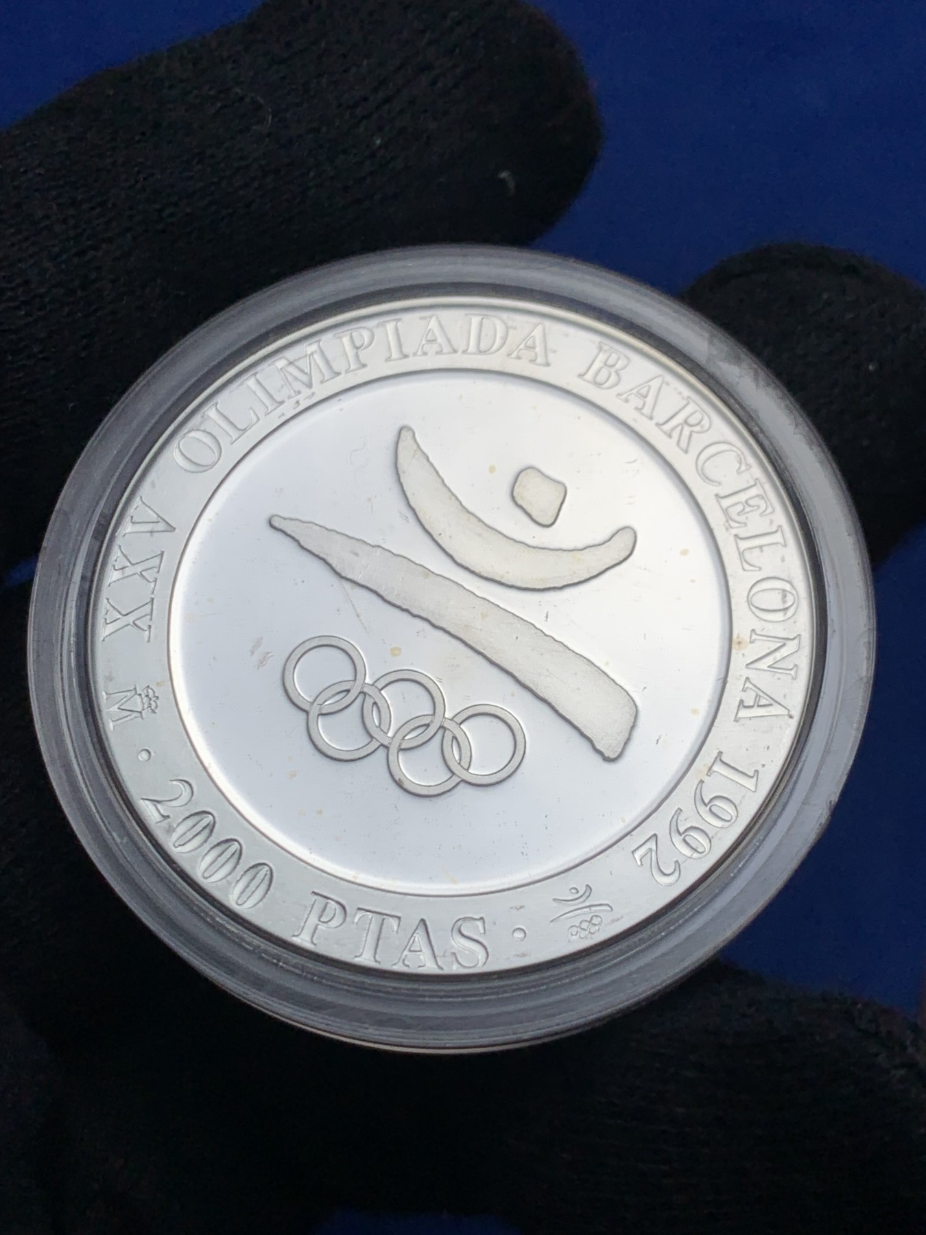 《竞宝斋》第238场-周日，周一，周二，周三 疯狂4连拍 (全场包邮) 西班牙1992年 巴塞罗那奥运会2000比塞塔 胡安·卡洛斯精制大银币 27克 925银