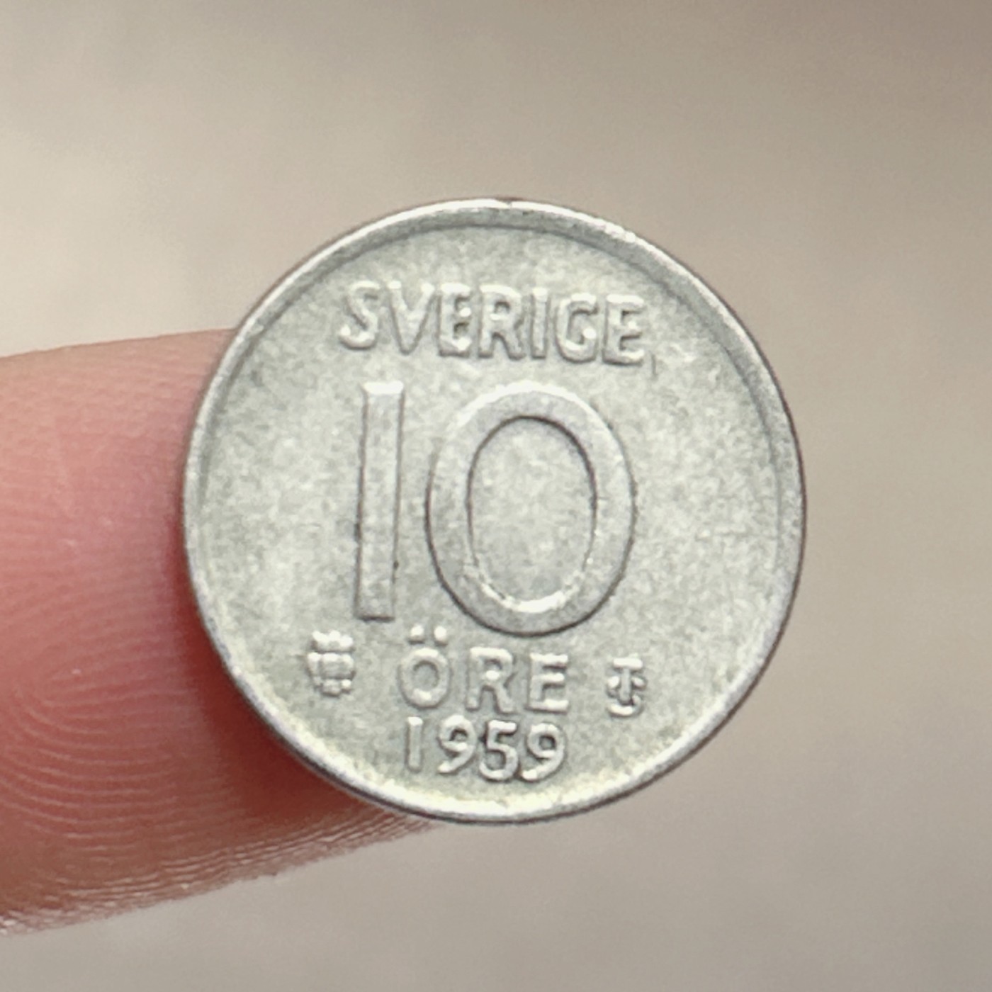 第一海外回流一元起拍收藏 本月最后一期 第61期 瑞典1959年10欧尔小银币古斯塔夫六世皇冠 1.4g