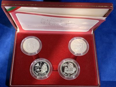 《竞宝斋》第238场-周日，周一，周二，周三 疯狂4连拍 (全场包邮) - 原盒证书 葡萄牙1996年 中国近海系列 200埃斯库多 四枚套 精制大银币 单枚26.5克 总重106克 925银 非常漂亮 该系列中少见品种