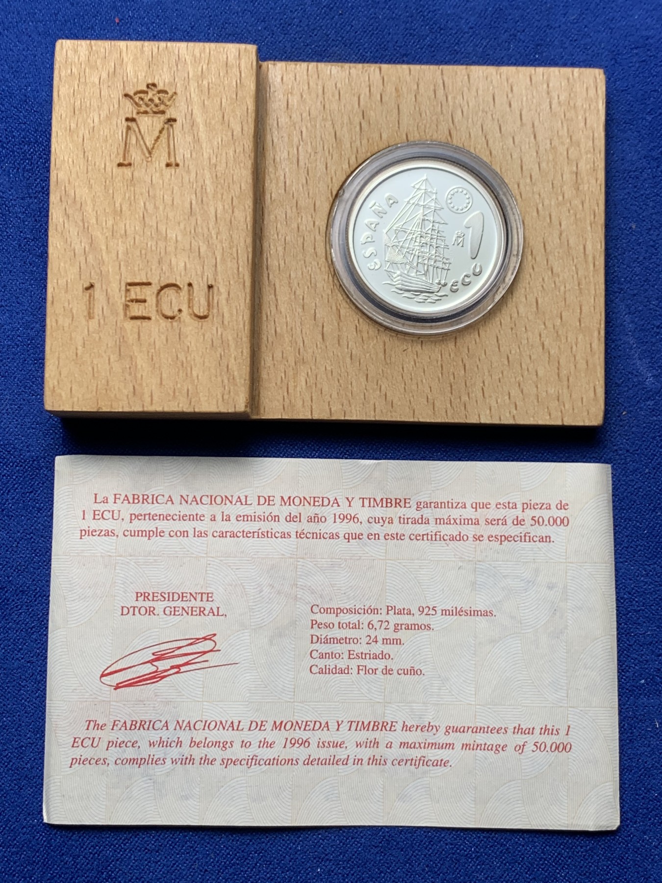 《竞宝斋》第238场-周日，周一，周二，周三 疯狂4连拍 (全场包邮) 西班牙1996年1ecu帆船 银币