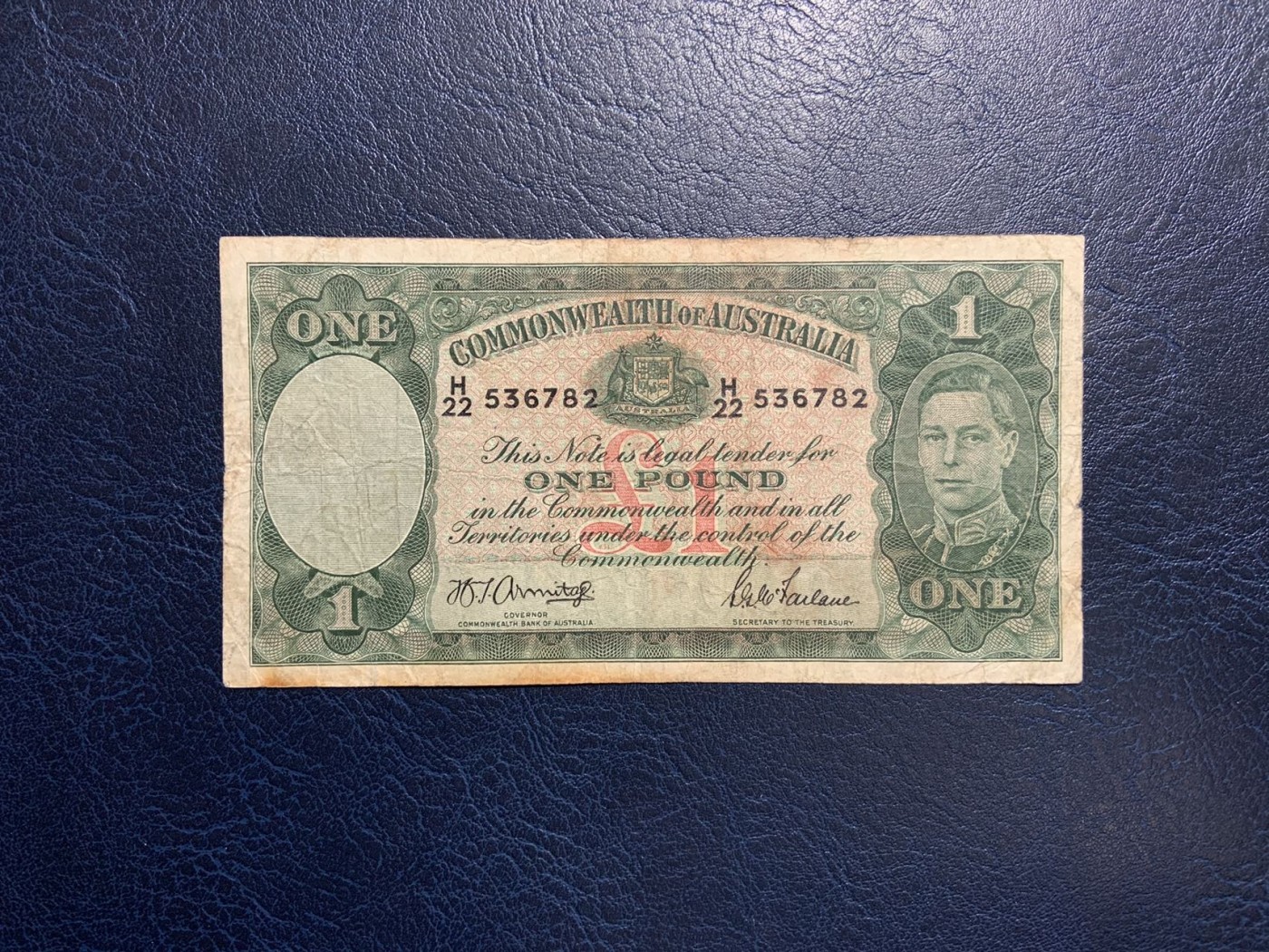 收藏联盟Quantum Auction 第320期拍卖  澳大利亚1938-52年1镑 品相如图 乔治六世国王