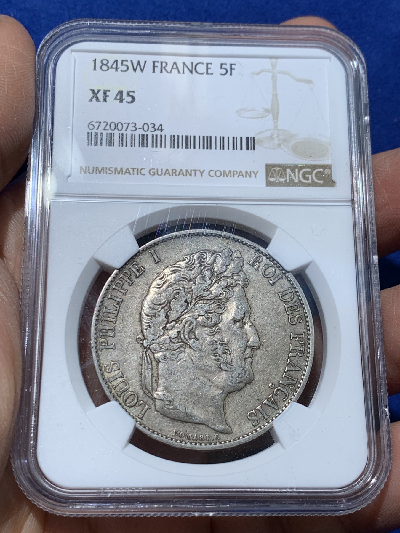 《竞宝斋》第238场-周日，周一，周二，周三 疯狂4连拍 (全场包邮) NGC-XF45 法国 1845年W 菲利普一世 5法郎银币