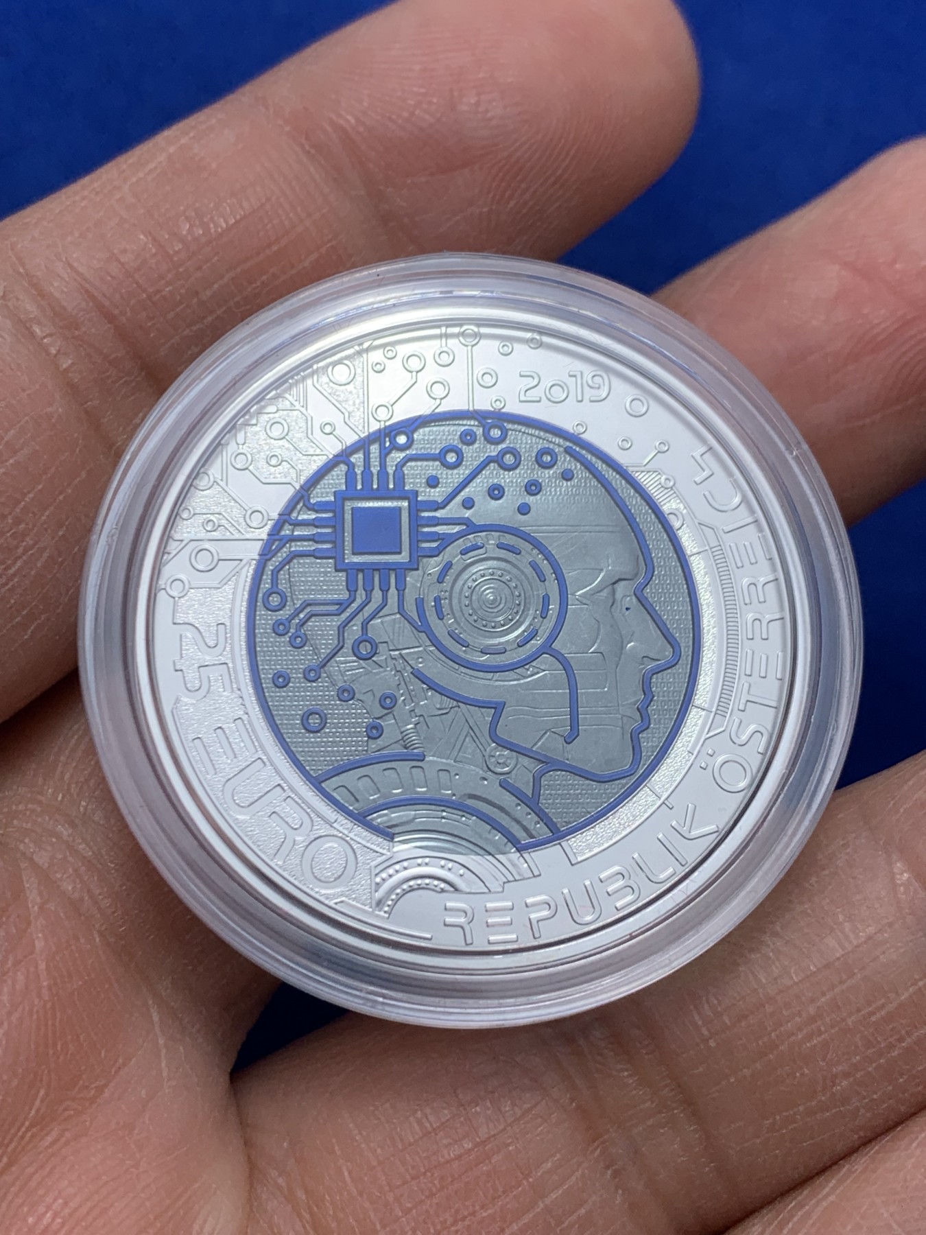 《竞宝斋》第238场-周日，周一，周二，周三 疯狂4连拍 (全场包邮) 奥地利 2019 银铌双金属 25欧元 人工智能纪念银币