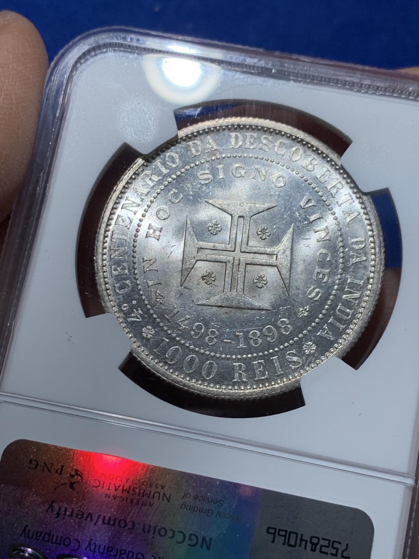 《竞宝斋》第238场-周日，周一，周二，周三 疯狂4连拍 (全场包邮) NGC UNC 葡萄牙1898年发现印度400周年1000瑞斯银币