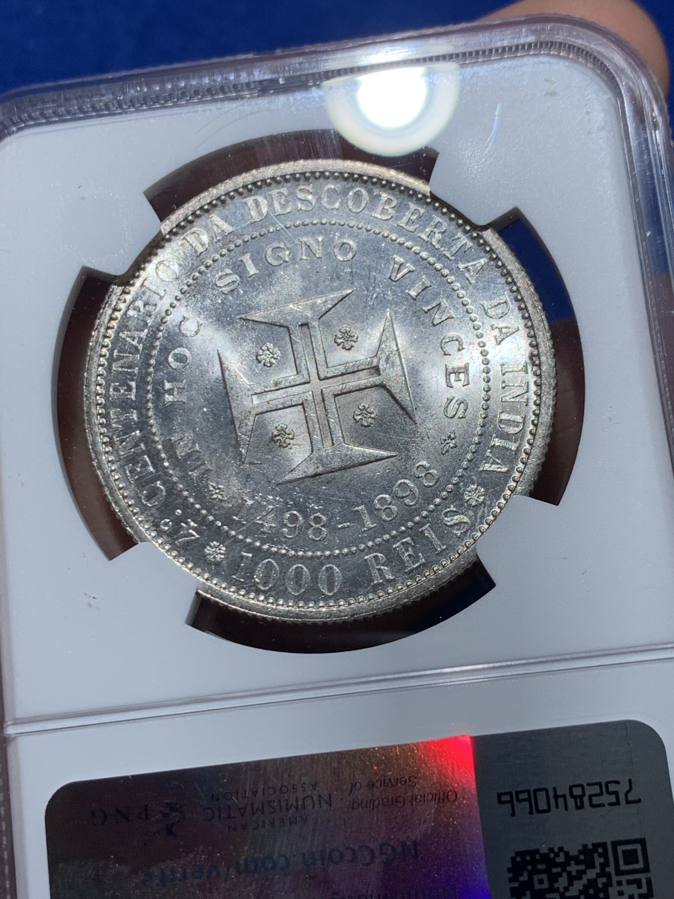 《竞宝斋》第238场-周日，周一，周二，周三 疯狂4连拍 (全场包邮) NGC UNC 葡萄牙1898年发现印度400周年1000瑞斯银币