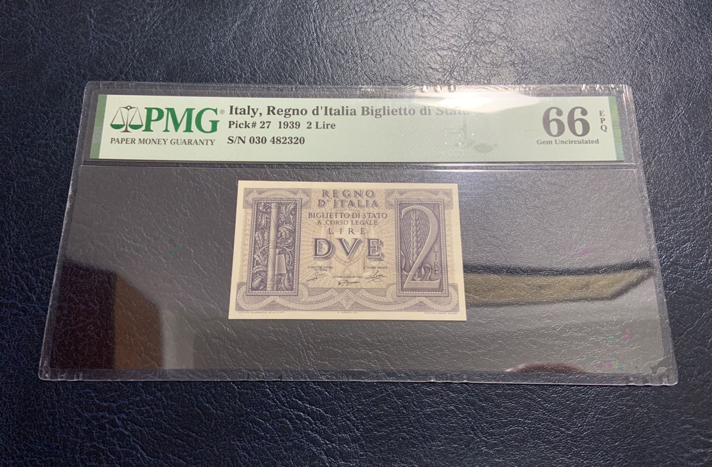 收藏联盟Quantum Auction 第320期拍卖  意大利1939年2里拉  PMG66 凯撒大帝 军队元首的象征 束斧