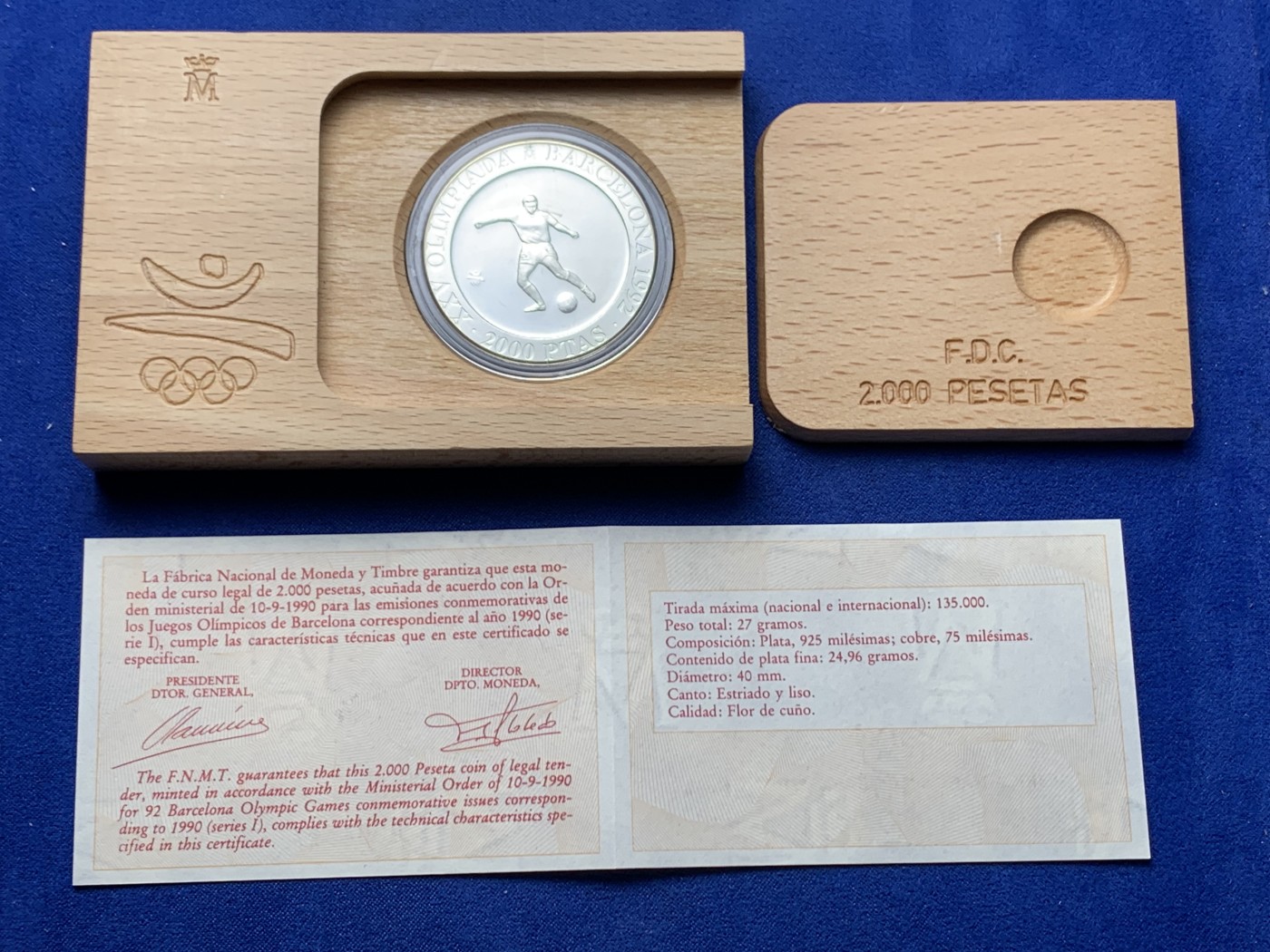 《竞宝斋》第238场-周日，周一，周二，周三 疯狂4连拍 (全场包邮) 西班牙1992年 巴塞罗那奥运会2000比塞塔 胡安·卡洛斯精制大银币 27克 925银