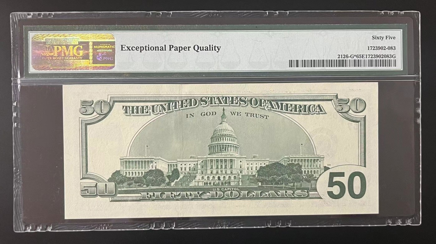 Chase Auction 第22期 - - 外钞、民国钞和人民币混合场！ 1996版 大头50美元 大头版首发年份 星⭐补号 PMG老壳严格评级65EPQ