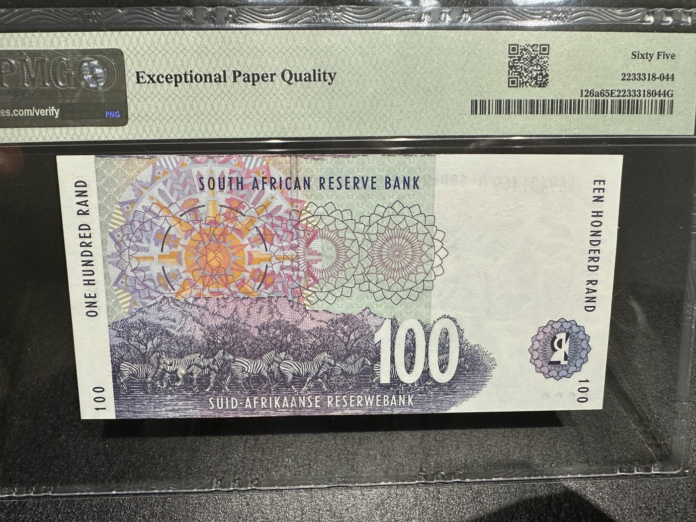 《外钞收藏家》第三百三十四期（连拍第一场） 1994年南非100兰特 PMG65 初版AA冠