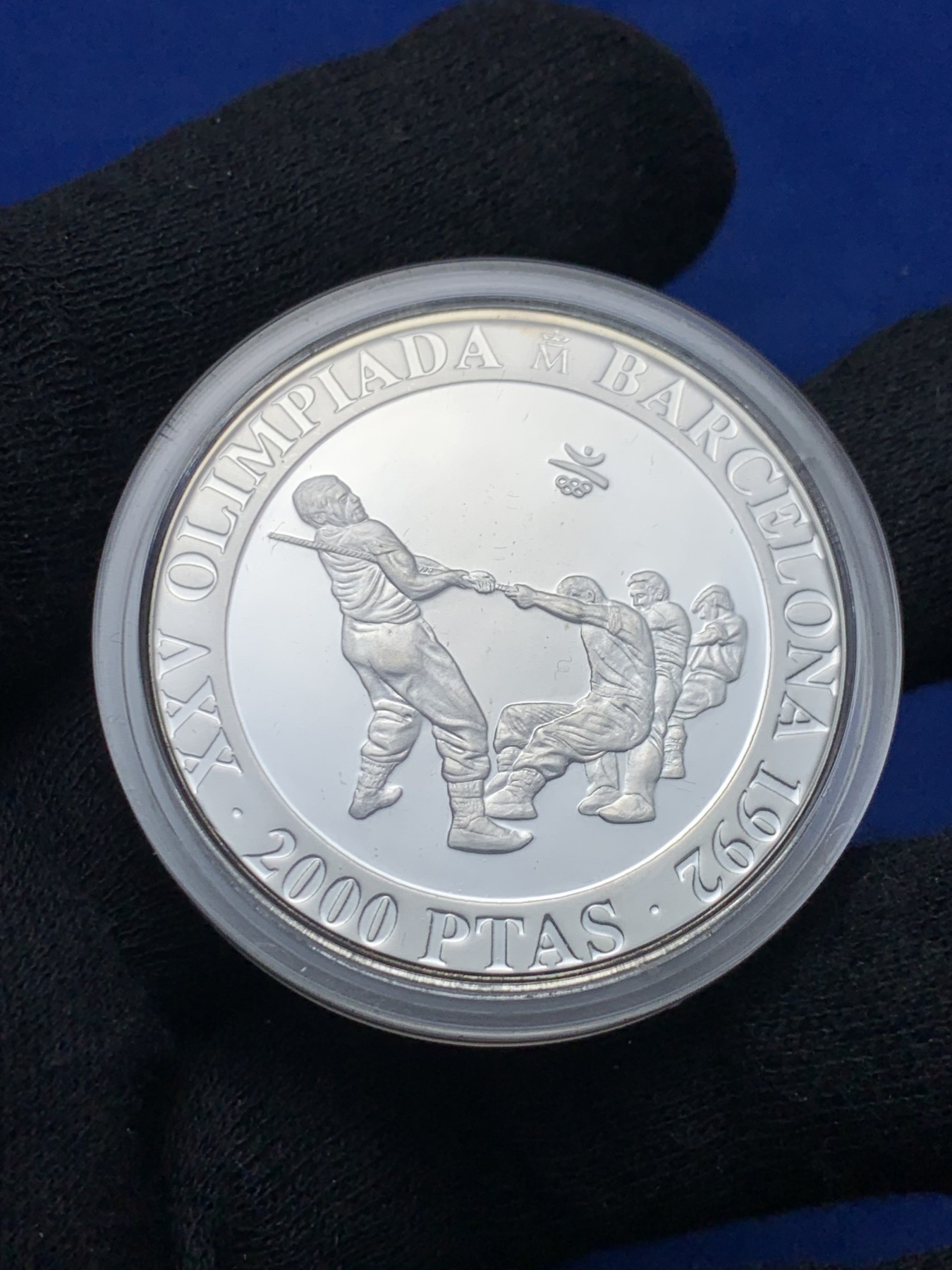 《竞宝斋》第238场-周日，周一，周二，周三 疯狂4连拍 (全场包邮) 西班牙1992年 巴塞罗那奥运会2000比塞塔 胡安·卡洛斯精制大银币 27克 925银