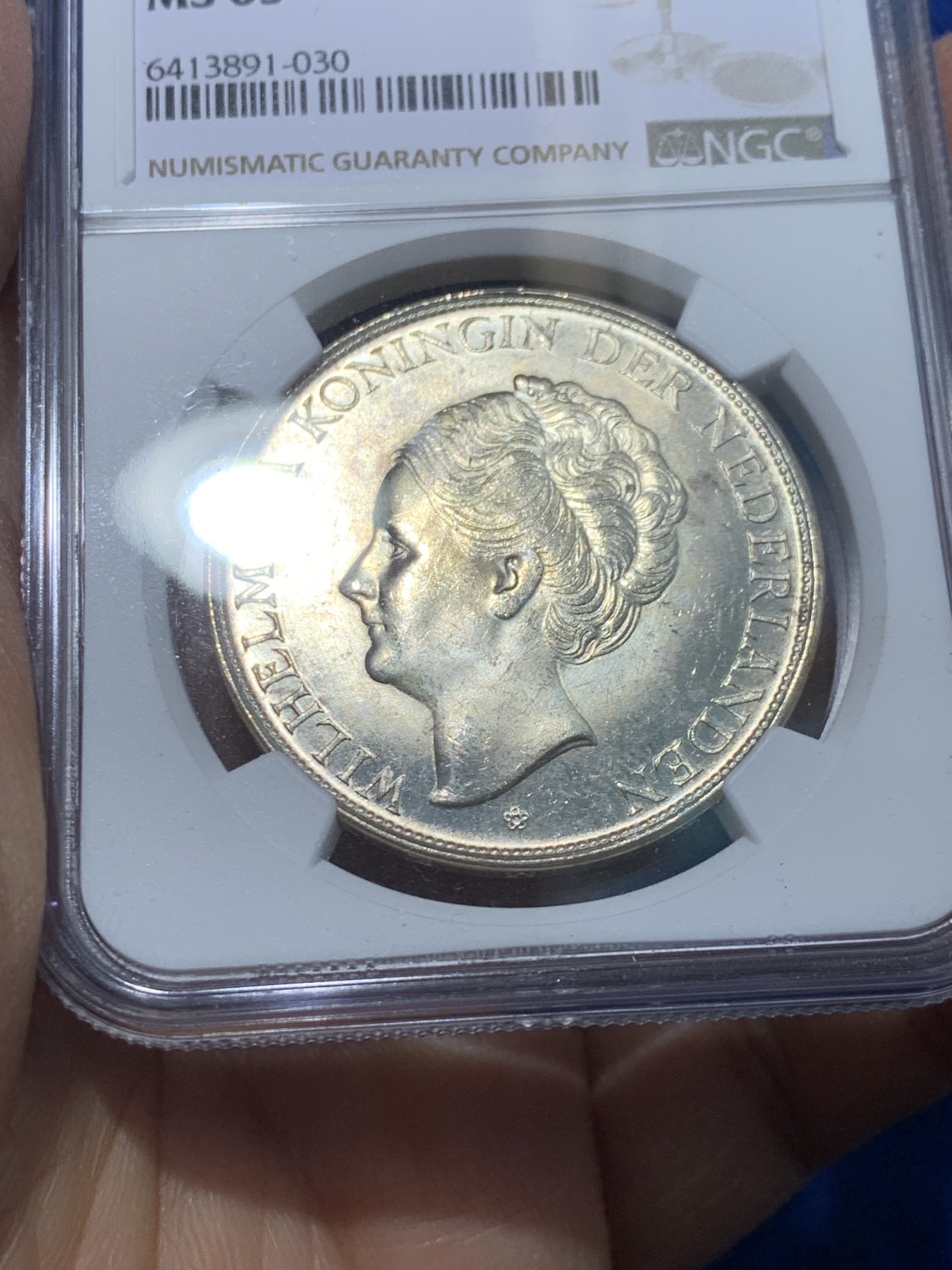 《竞宝斋》第238场-周日，周一，周二，周三 疯狂4连拍 (全场包邮) NGC MS63 荷属库拉索1944D女王威廉明娜2.5盾大银币