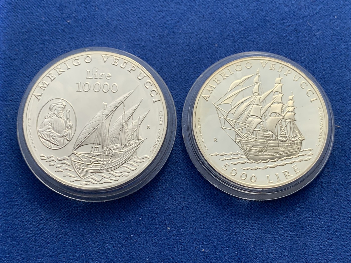 《竞宝斋》第238场-周日，周一，周二，周三 疯狂4连拍 (全场包邮) 圣马力诺 1995 银币一对 5000+10000里拉套币  22克+18克