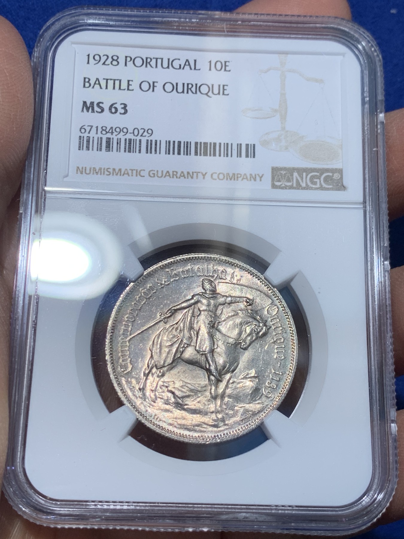 《竞宝斋》第238场-周日，周一，周二，周三 疯狂4连拍 (全场包邮) NGC MS63 葡萄牙1928年马剑10埃斯库多银币