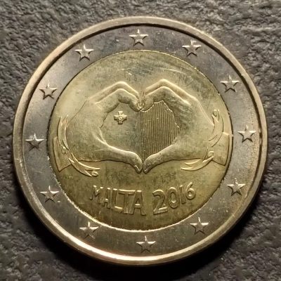 0起1加-纯粹捡漏拍-286散币银币场 - 马耳他2016年2欧元公益基金-通过爱实现团结双色纪念币