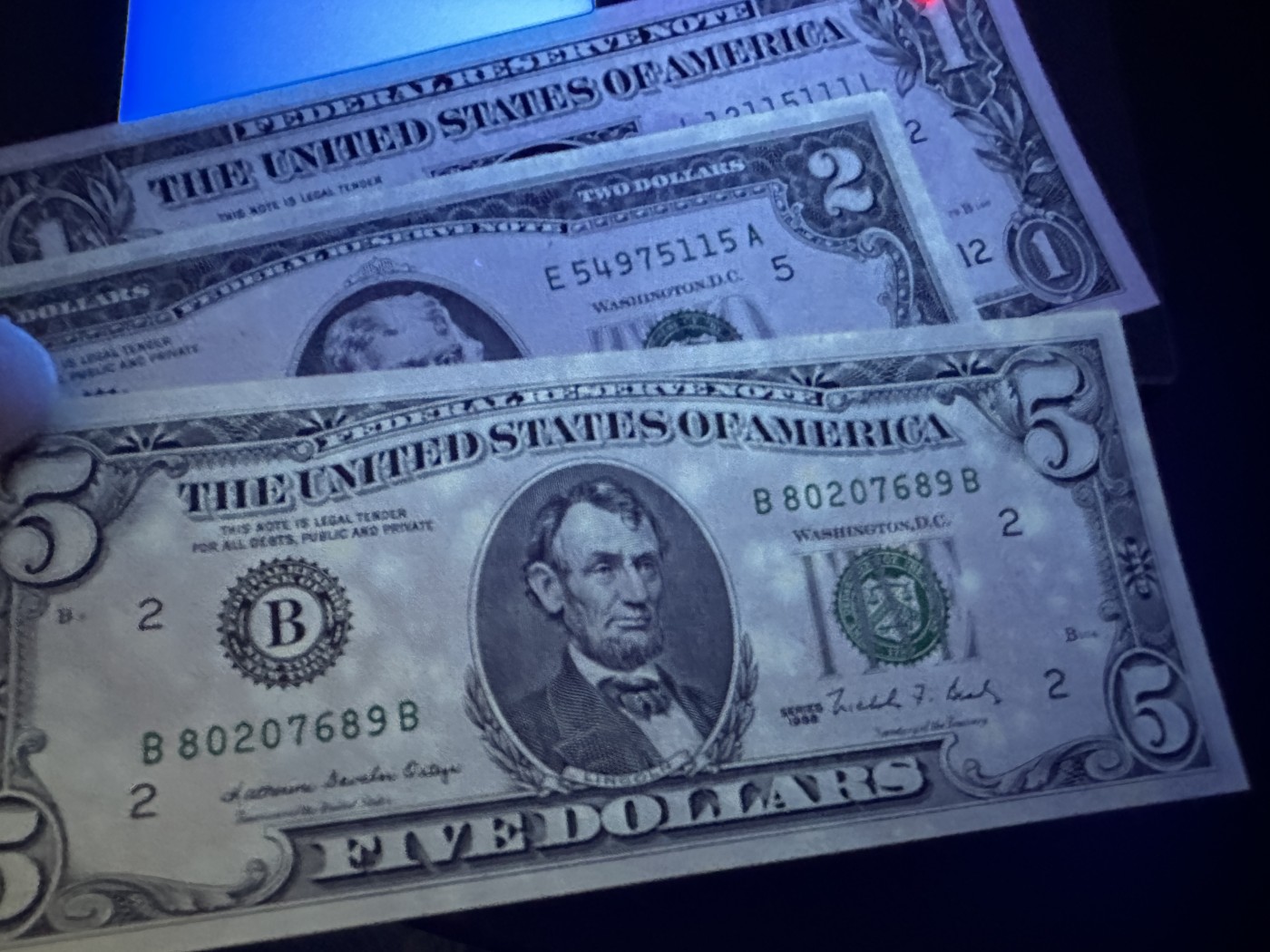 《外钞收藏家》第三百三十五期（连拍第二场） 美国三张小面额 无折 有潮