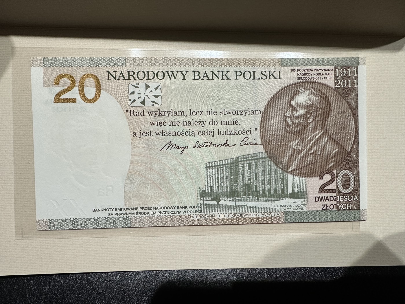 《外钞收藏家》第三百三十五期（连拍第二场） 2011年波兰20 纪念钞 全新UNC 带折