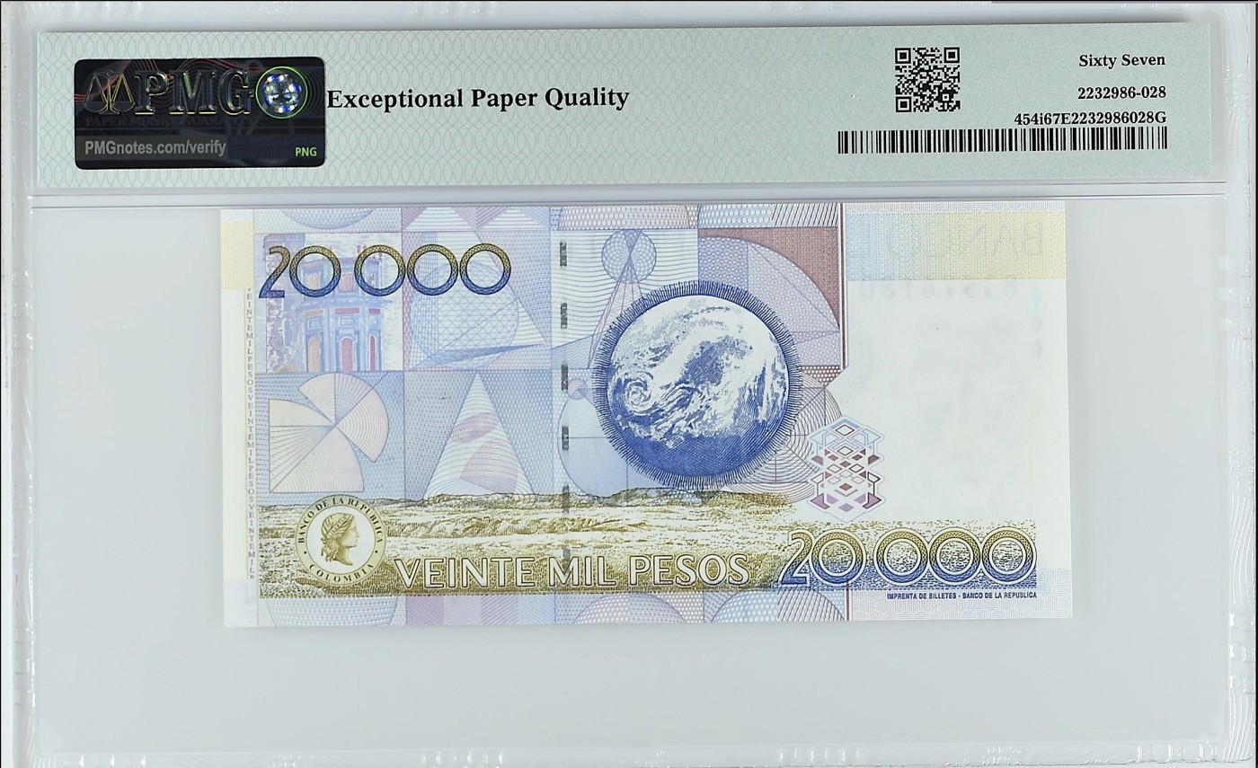 《张总收藏》136期-节前外币高货场 哥伦比亚20000比索 PMG67E 无4 冠军分