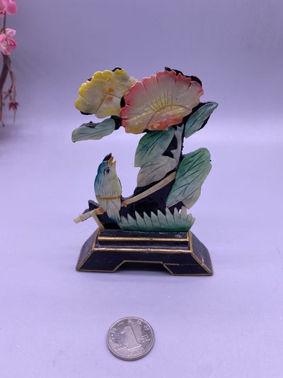 贝壳雕刻花鸟摆件，尺寸12.6厘米，品相如图，150包快递 - 贝壳雕刻花鸟摆件，尺寸12.6厘米，品相如图，150包快递