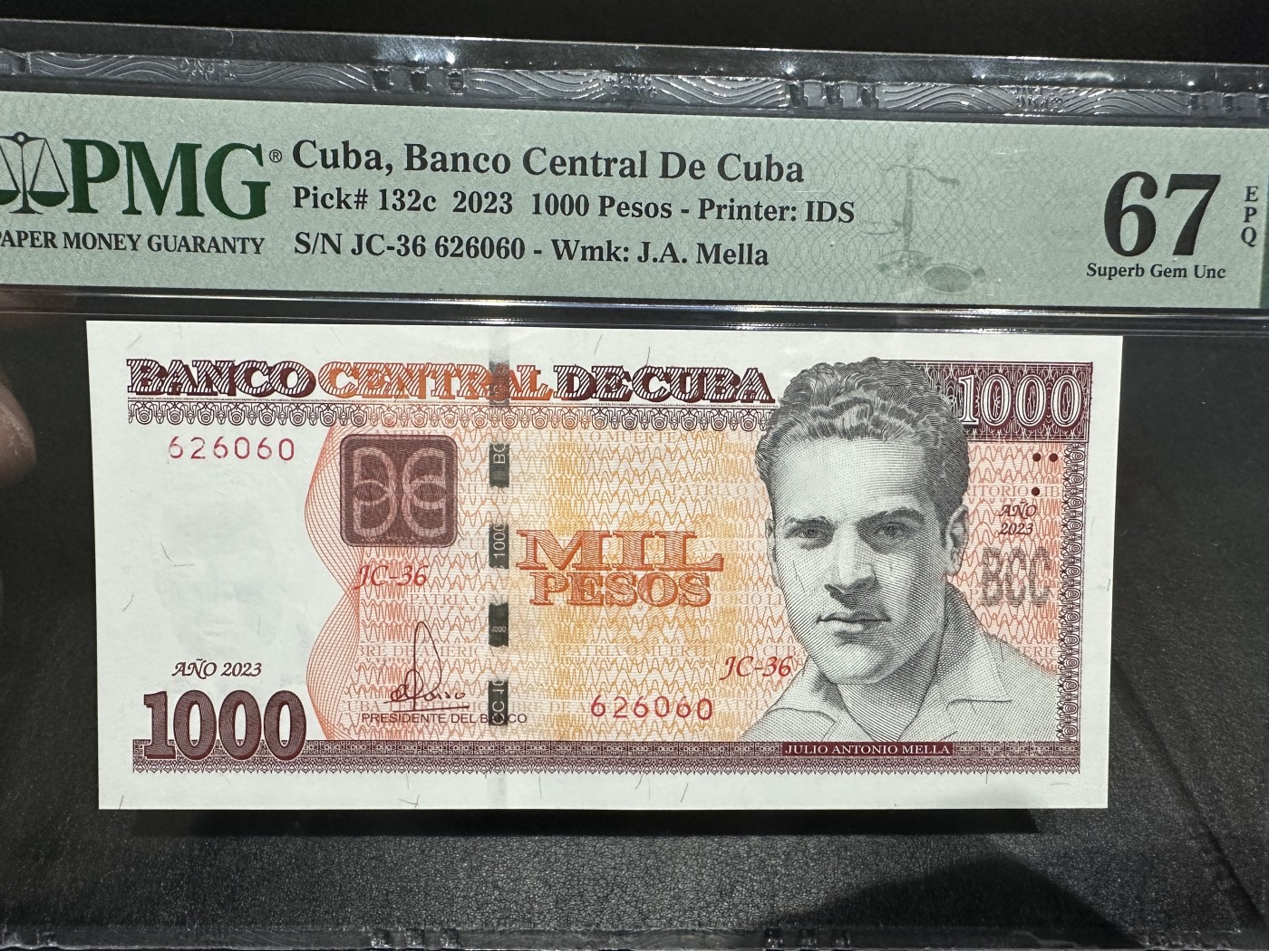 《外钞收藏家》第三百三十五期（连拍第二场） 2023年古巴1000比索 无47 PMG67