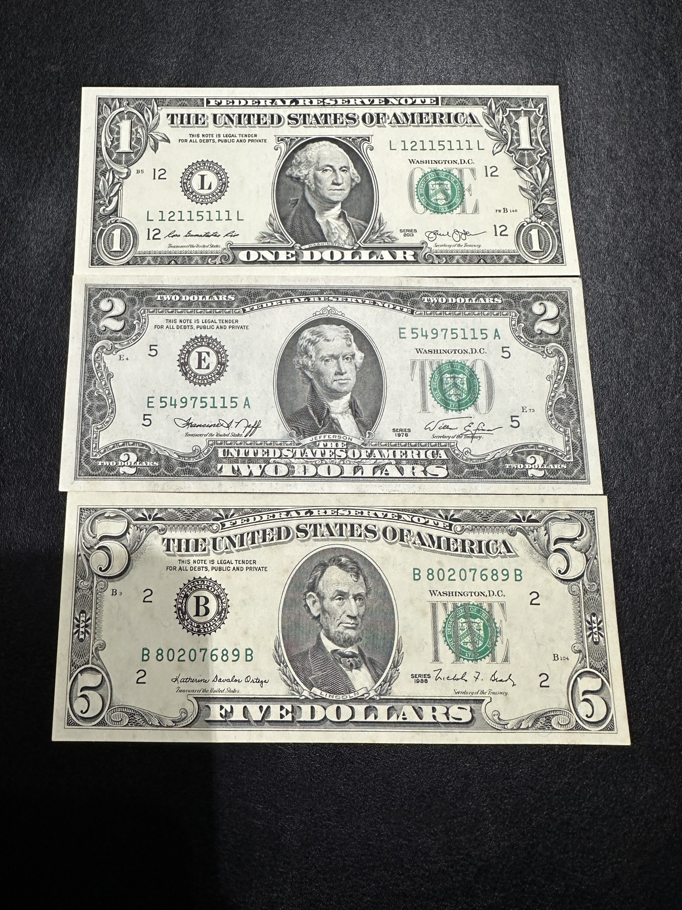 《外钞收藏家》第三百三十五期（连拍第二场） 美国三张小面额 无折 有潮