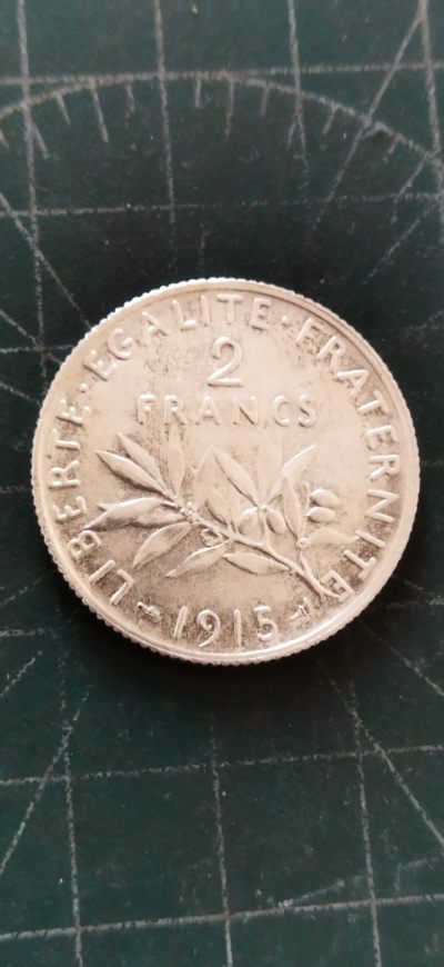 外国硬币初藏散币银币第20场(春节前最后一场) - 法国2法郎银币1915年原光。
