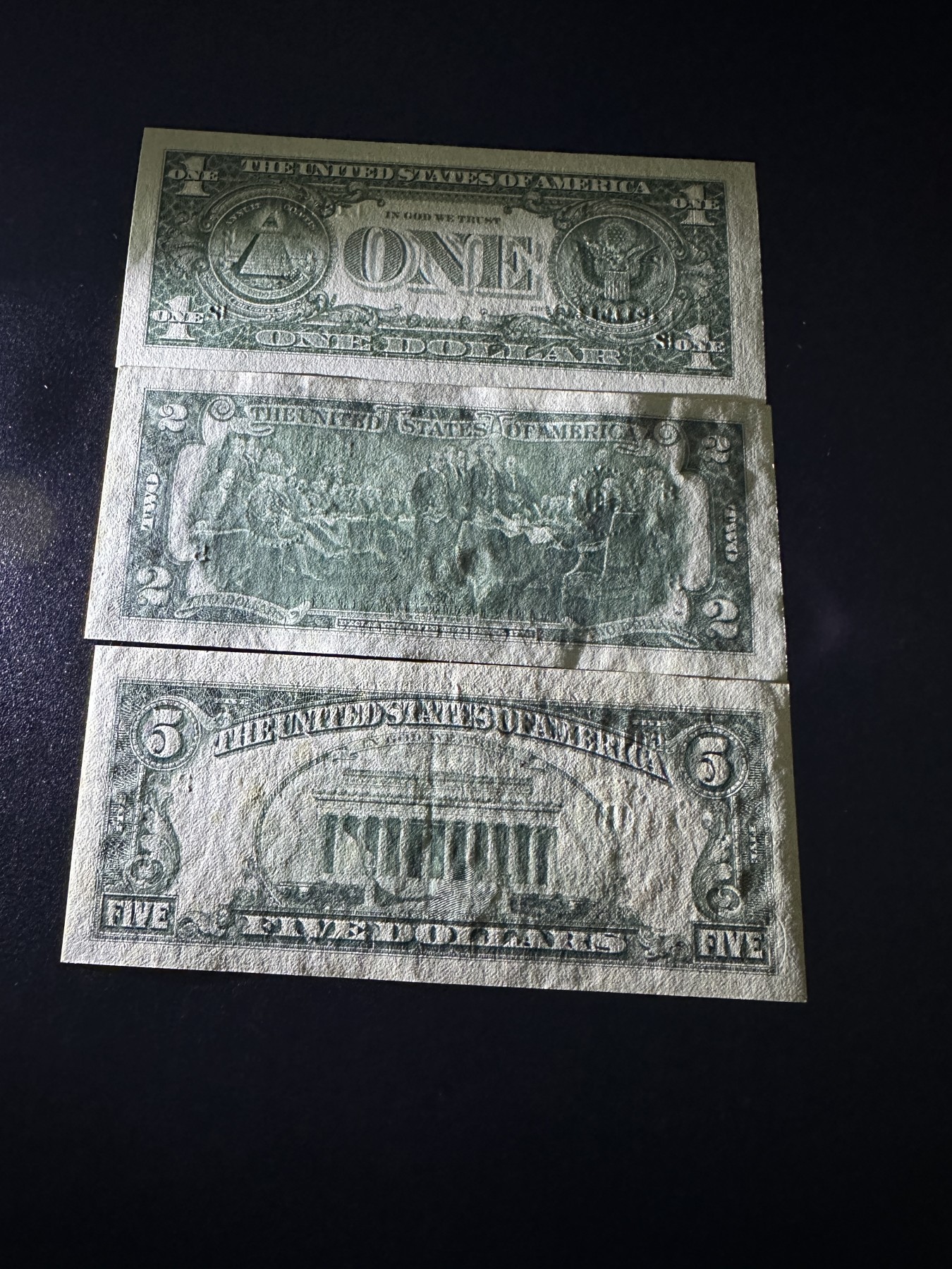 《外钞收藏家》第三百三十五期（连拍第二场） 美国三张小面额 无折 有潮