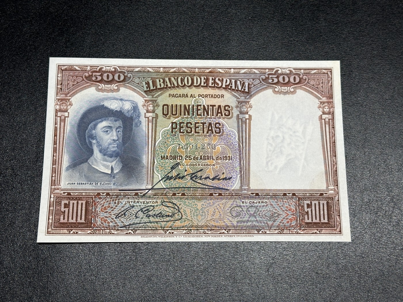 《外钞收藏家》第三百三十五期（连拍第二场） 1931年西班牙500比塞塔 UNC- 有少许黄斑