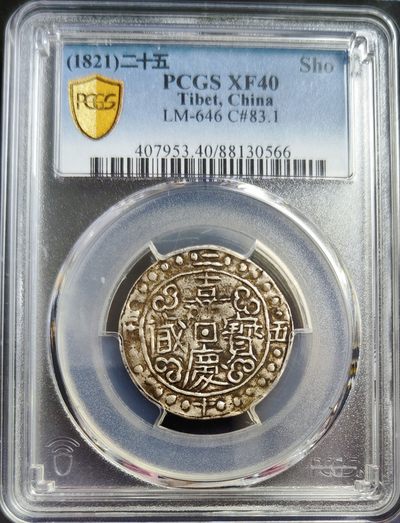 梧彩钱庄捡漏拍2024年第4期  - (1821)二十五 中国西藏嘉庆二十五年宝藏银币