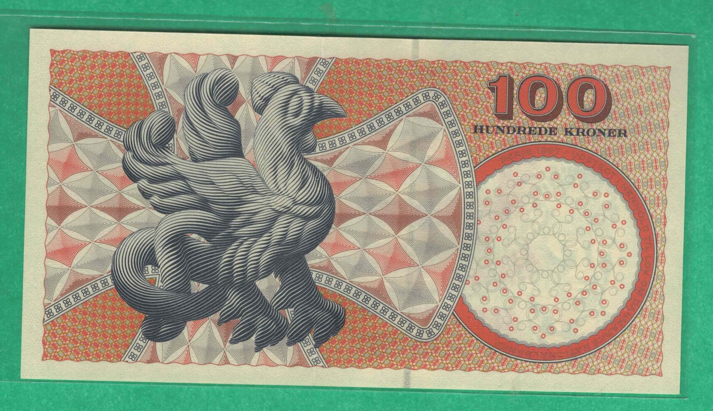 丹麦1999年100克朗 P-56a 签名少 实物图 欧洲纸币 UNC
