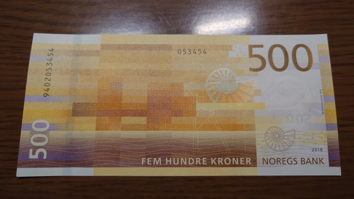 【世界钱币】精选微拍第90期暨2024年第一期 混合场 2018年挪威500克朗 全新绝品尾号3454