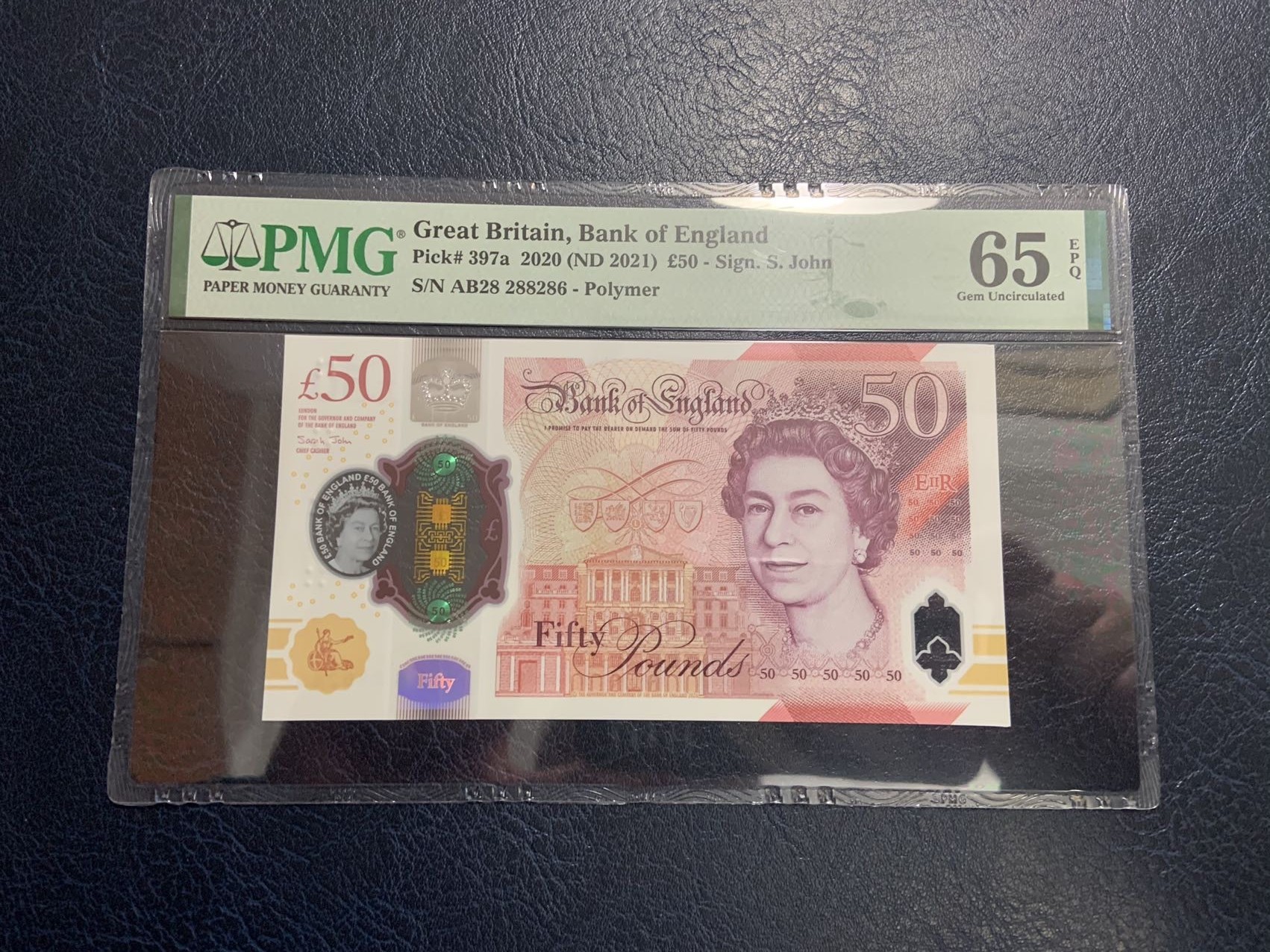 收藏联盟Quantum Auction 第321期拍卖  英国2021年50镑 PMG65 朦胧号 计算机学家 图灵 已经准备换版 