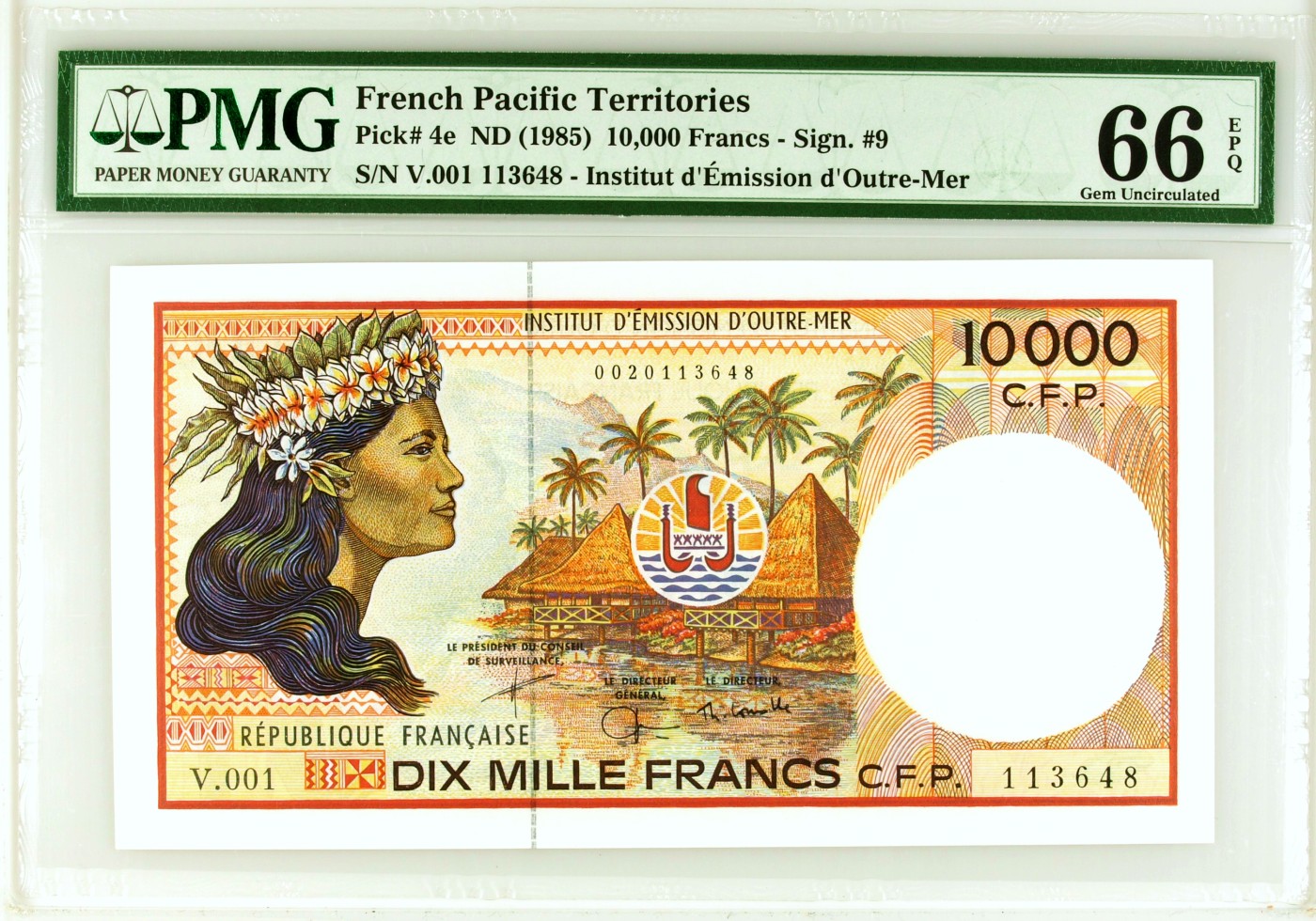 【Blue Auction】✨世界纸币精拍第427期【精】  法属太平洋 1985年10000法郎 十大最美纸币之一 PMG66EPQ 