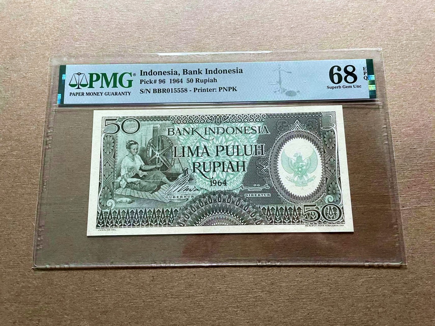 【Blue Auction】✨世界纸币精拍第427期【精】  【无47】印尼 1964年50卢比 PMG68EPQ 高分 