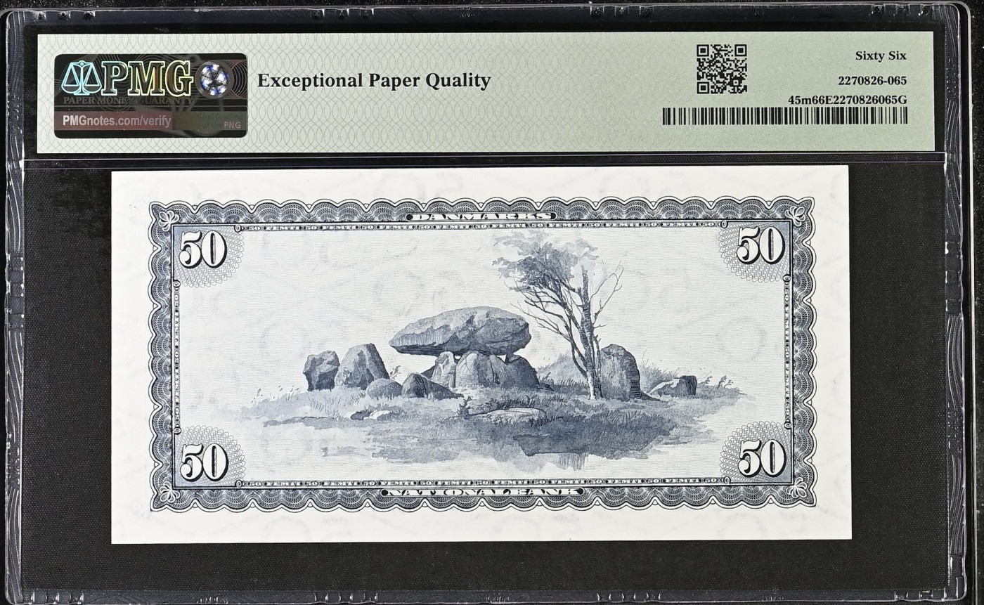 收藏联盟Quantum Auction 第321期拍卖  丹麦1970年50克朗 PMG66 号码无4 