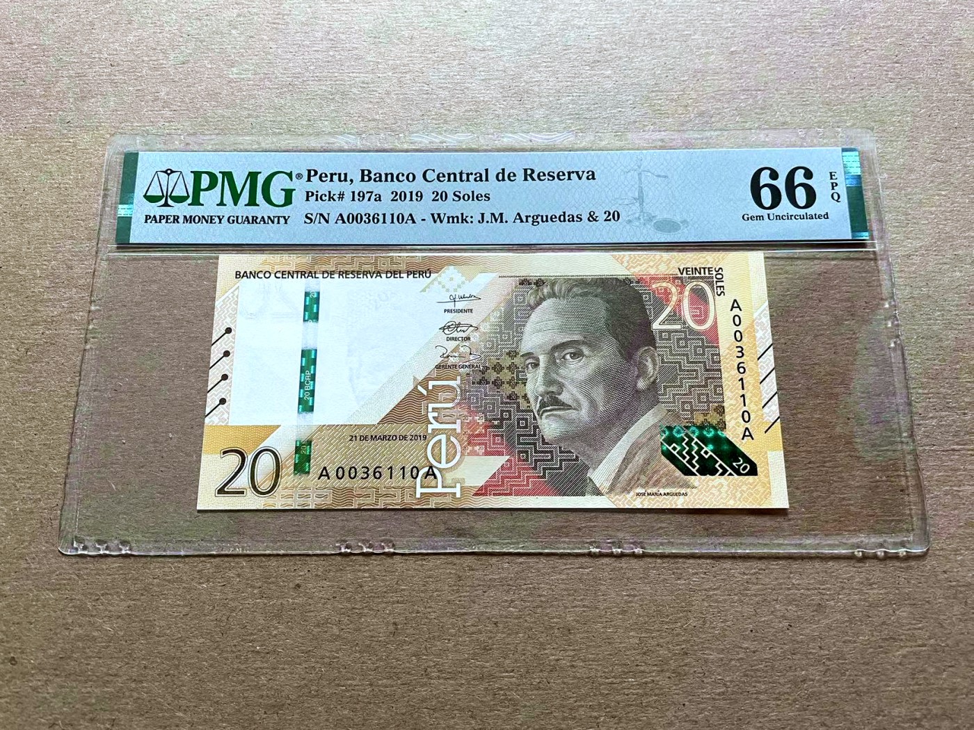 【Blue Auction】✨世界纸币精拍第427期【精】  【AA冠无47】秘鲁 2019年20索尔 PMG66EPQ 