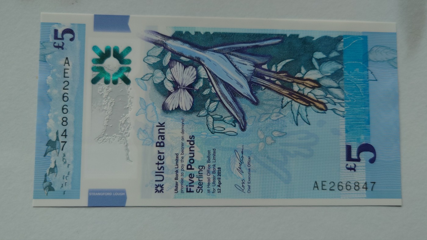 【世界钱币】精选微拍第90期暨2024年第一期 混合场 2018年北爱尔兰5镑 阿尔斯特银行 全新绝品