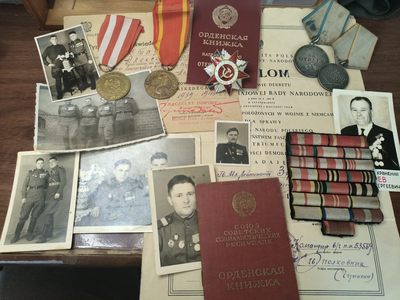 欢庆春节！戎马世界章牌大赏第59期 - 苏联勇敢、战功奖章、卫国战争勋章套章，得主同时获得两枚波兰奖章，带全套证书与得主大量照片与勋略，勇敢奖章为65w号段，非常难得的一套，事迹见最后一图