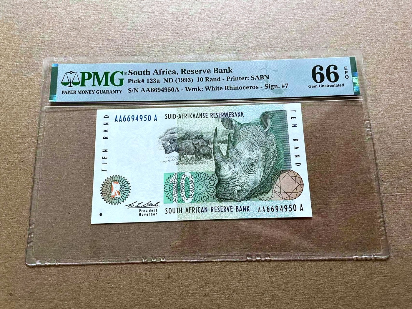 【Blue Auction】✨世界纸币精拍第427期【精】  【初版AAA】南非 1993年10兰特 PMG66EPQ 