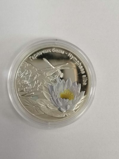 康怡轩钱币【图瓦卢+匈牙利+加拿大+白俄罗斯 纪念币专场】第251006期  2012年白俄罗斯发行睡莲蜻蜓10卢布彩色精制纪念银币  裸币+证书