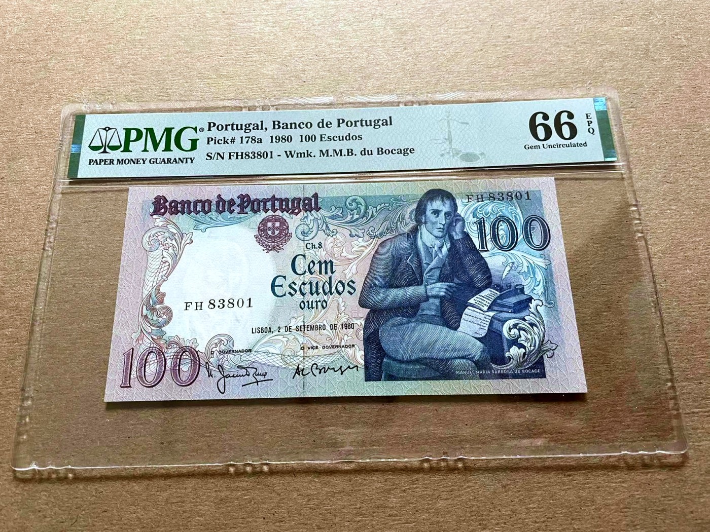 【Blue Auction】✨世界纸币精拍第427期【精】  【无47】葡萄牙 1980年100埃斯库多 PMG66EPQ 背面大场景