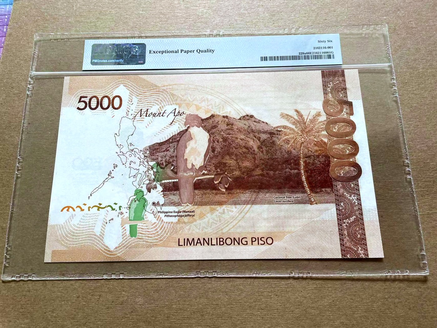 【Blue Auction】✨世界纸币精拍第427期【精】   【亚军分 696倒置小号】菲律宾 2021年5000比索 超大票幅 纪念钞 PMG66EPQ 设计精美