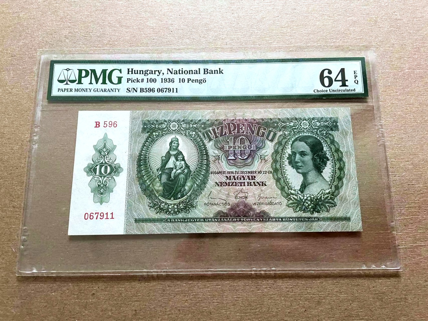 【Blue Auction】✨世界纸币精拍第427期【精】  匈牙利 1936年10潘哥 PMG64EPQ 