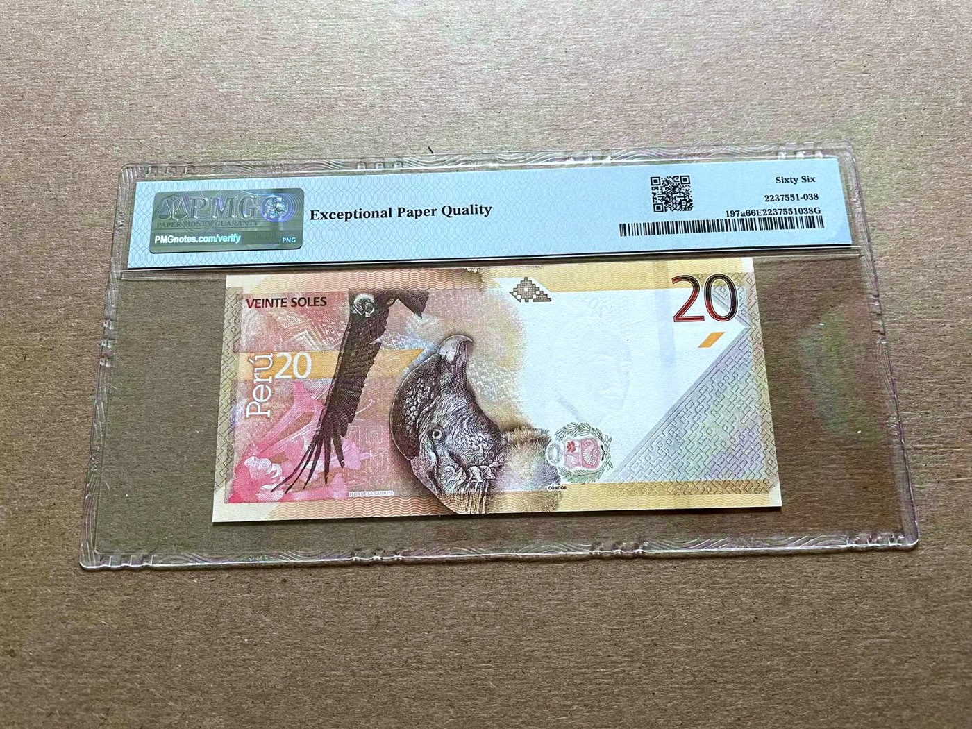 【Blue Auction】✨世界纸币精拍第427期【精】  【AA冠无47】秘鲁 2019年20索尔 PMG66EPQ 