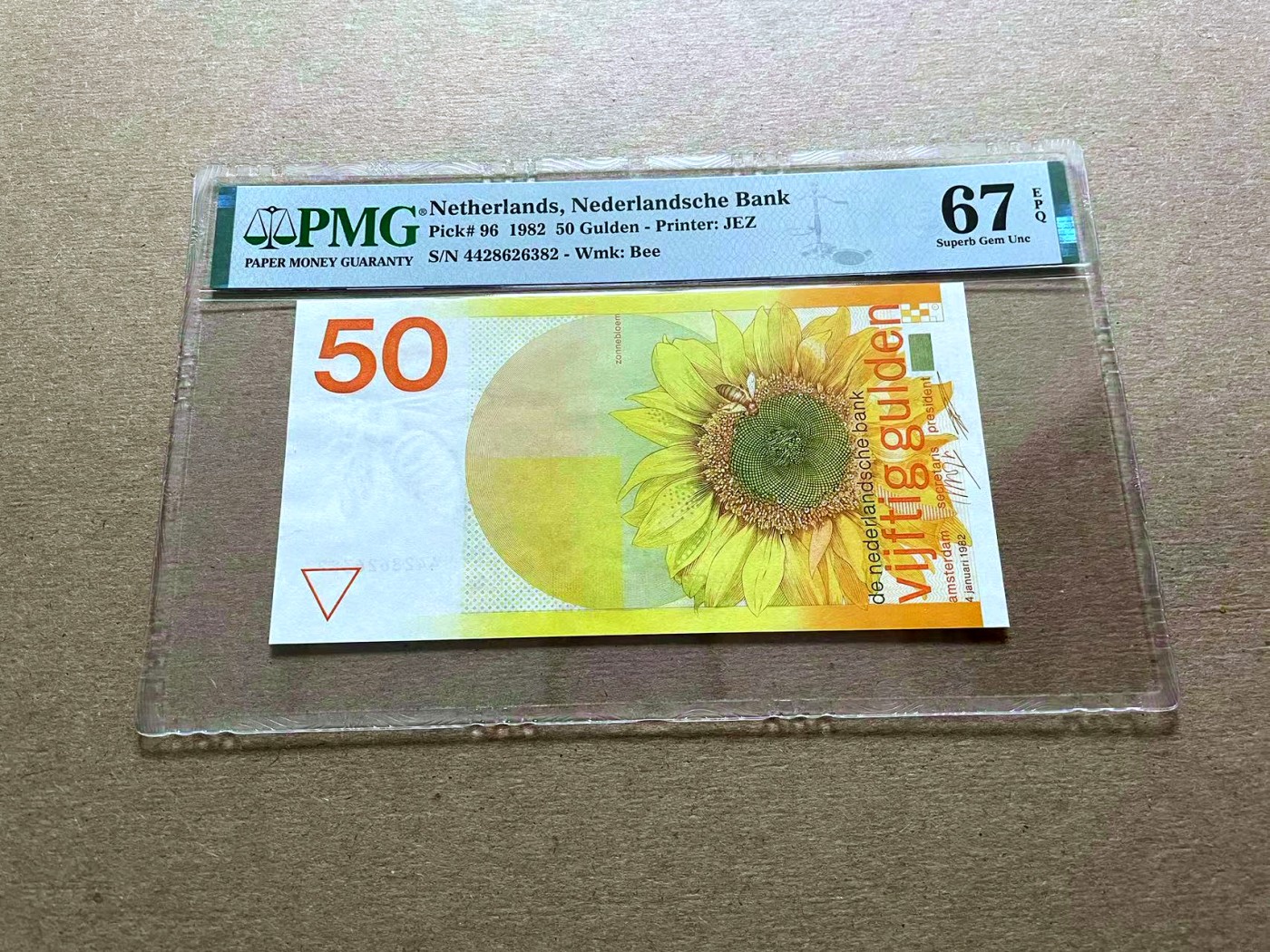【Blue Auction】✨世界纸币精拍第427期【精】  荷兰 1982年50盾 PMG67EPQ 向日葵 