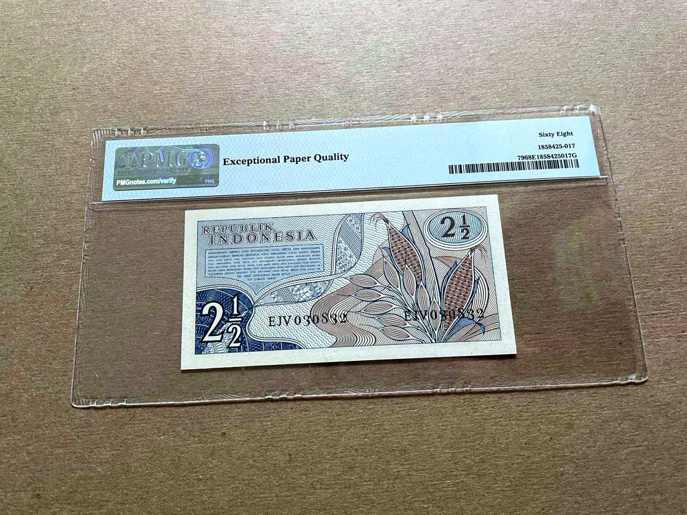 【Blue Auction】✨世界纸币精拍第427期【精】  【无47】印尼 1961年2 1/2卢比 PMG68EPQ 超高分