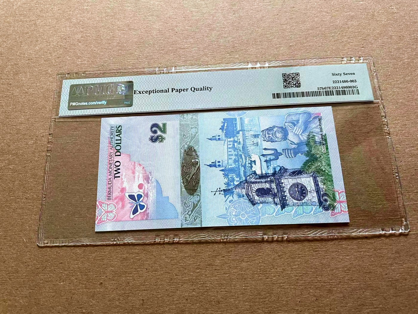 【Blue Auction】✨世界纸币精拍第427期【精】  【A/1冠 倒置号 获奖钞】百慕大 2009年2元 蓝鸟 PMG67EPQ  