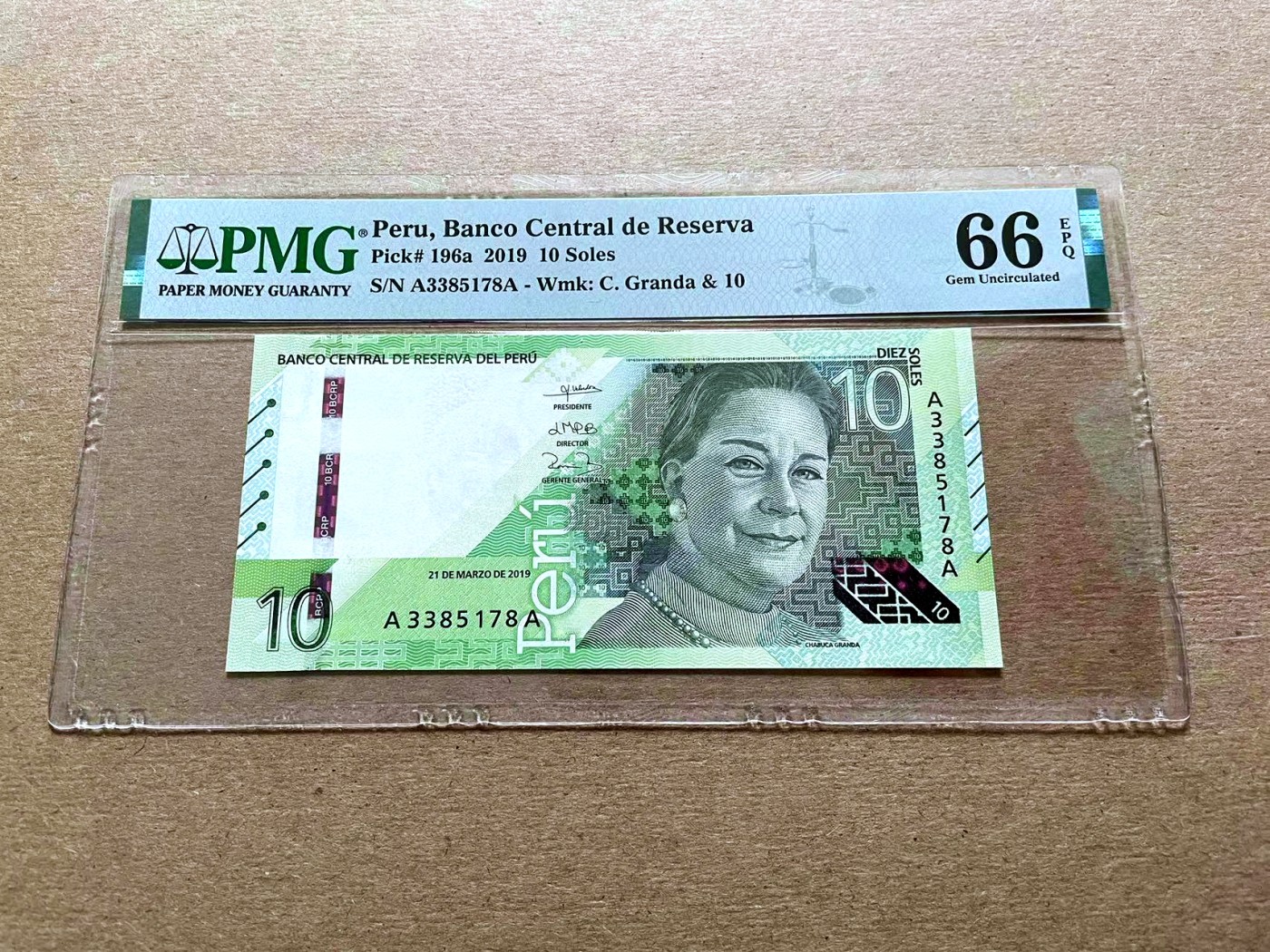 【Blue Auction】✨世界纸币精拍第427期【精】  【AA冠】秘鲁 2019年10索尔 PMG66EPQ 