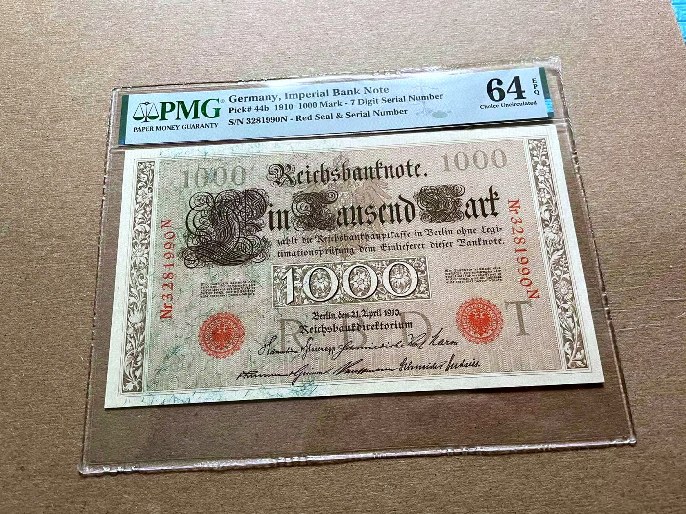 【Blue Auction】✨世界纸币精拍第427期【精】  【无47】德国 1910年1000马克 PMG64EPQ 